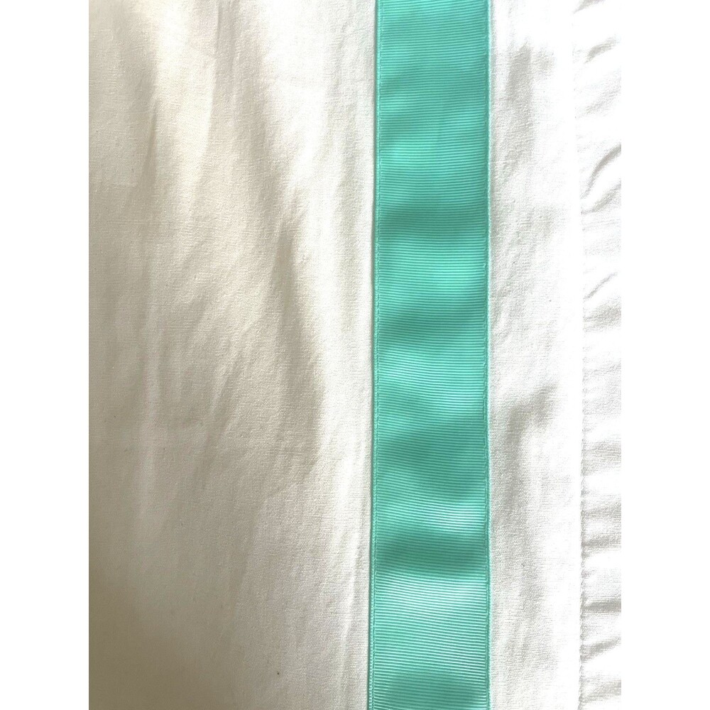 Pottery Barn Teen Suit Ribbon White Blackout Panel Drape 52x108 Cotton FaceGreen